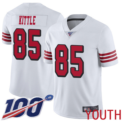 San Francisco 49ers Limited White Youth George Kittle NFL Jersey #85 100th Season Rush Vapor Untouchable